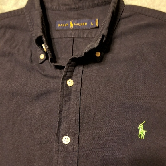 Darl blue polo Ralph Lauren button down shirt - Picture 2 of 2